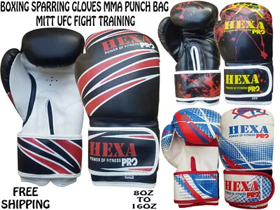 Hexa Pro Boxing Sparring Gloves MMA Punch Bag Mitt UFC Fight Training 8oz-16oz • $30.15