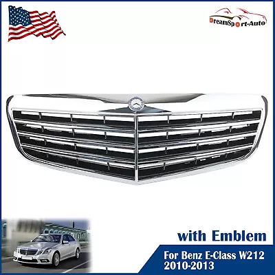 Grille For 2010-2013 Mercedes Benz W212 E550 E350 E63 E-Class Chrome W/Emblem • $109.99