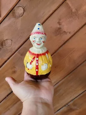 Antique Schoenhut German Paper Mache Roly Poly Toy Clown 6 1/4  Tall  • $69.99