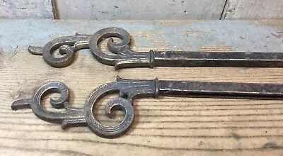 $49.99 • Buy Pair Of Vintage/antique Cast Iron Ornate Finial, Curtain Rod, Gold Sheen