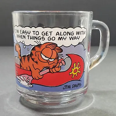 McDonald's 1978 Garfield & Otis Glass Mug Cup  I'm Easy To Get Along With  • £15.41