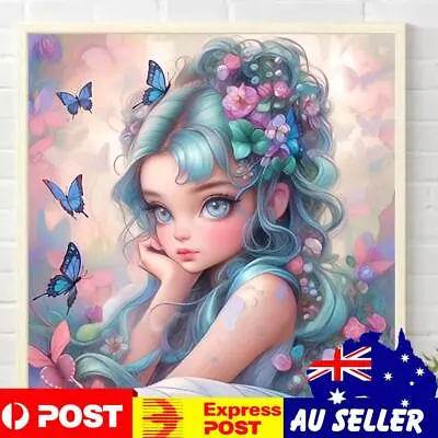 5D DIY Full Round Drill Partial AB Diamond Painting Butterfly Girl Decor 45x45cm • $18.29