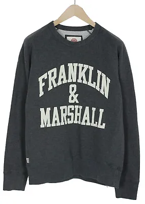 FRANKLIN & MARSHALL Mens Cotton Jumper Pullover Sweater Knit Grey | Size Large • £29.95