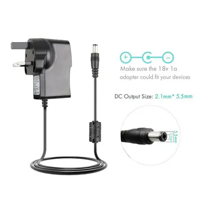 100-240V AC To DC 18V 1A Power Supply Adapter Wall Charger Cord Cable UK Plug • £9.95