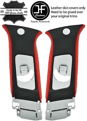 Black & Red 2x Upper B Pillar Leather Covers Fits Mitsubishi Lancer Evo 10 X • £138.81