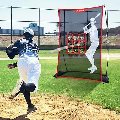 9 Hole Baseball Pitching Net Pitchers Target Strike Portable Zone Baseball Net • $67.40