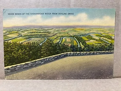 Seven Bends Of The Shenandoah River From Skyline Drive Linen Postcard No 1570 • $4.80