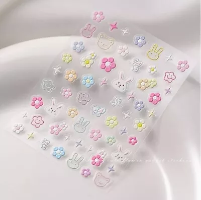 Nail Art Stickers Self Adhesive Flowers Daisy Bunnies  Women Girls Kids Parties • £2.20