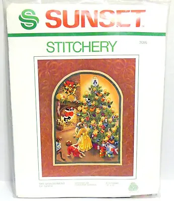 SUNSET STITCHERY VTG Christmas Wool NEEDLEPOINT KIT WONDERMENT Of SANTA #2086 • $24.95