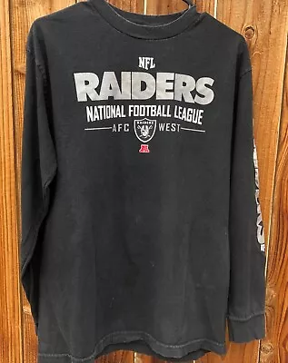 Raiders T-Shirt NFL Team Apparel Mens M Black Long Sleeve Logo Crew Neck • $9.99