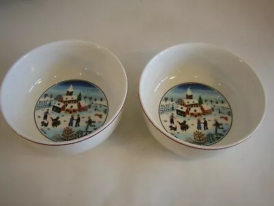2 Villeroy & Boch 5  Naif Christmas Soup Cereal Bowls Winter Scene By Laplau • $59.95