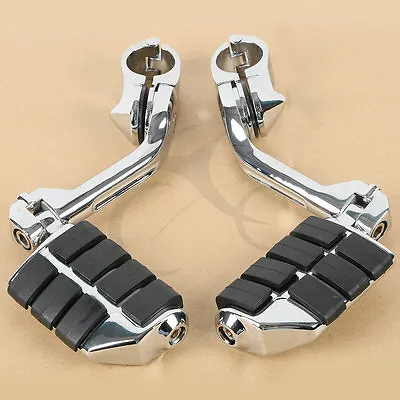 Chrome Long Highway Foot Pegs Fit For Harley Road King Street Glide 1-1/4  Bars • $40.59