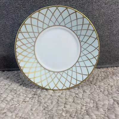 Bernardaud Limoges Etoile Dessert Plate 5  Saucer Limoges Gold Trellis Carre • £23.92