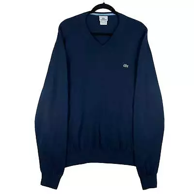 Lacoste Dark Blue V Neck Knit Sweater Size XL • $49