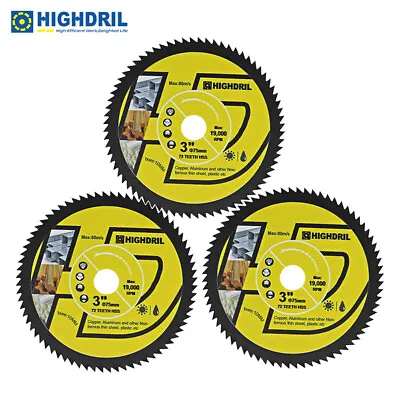 $15.10 • Buy 3pcs 3in High Speed Metal For Wood Plastic Aluminum Cutting Disc Wheel Saw Blade