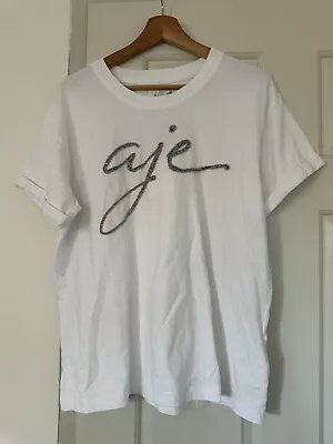 AJE Enya Embellished Boyfriend Tee White/Silver Size:M BNWT RRP$195 • $150