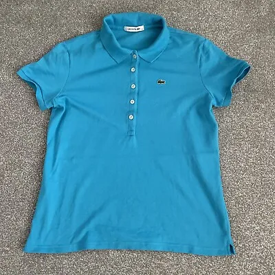 £12.99 • Buy Ladies Lacoste Blue Polo Shirt Size 44 UK 14-16 Sports Casual
