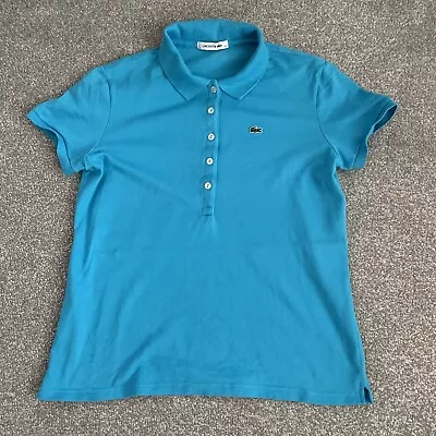 £12.99 • Buy Ladies Lacoste Blue Polo Shirt Size 44 UK 14-16 Sports Casual