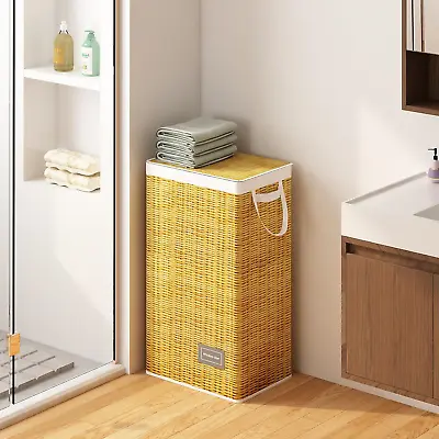 Laundry Hamper With Lid 100 Gallon() Fabric Dirty Basket 100L Rattan Pattern • $28.75