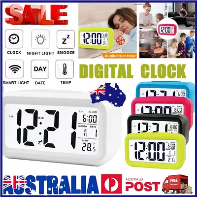 Digital Bedside LED Snooze Alarm Clock Time Temperature Day/Night Desktop Clock • $7.49