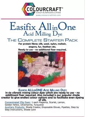 £22.99 • Buy Easifix All In One Acid Milling Dye Complete Starter Set 6 X 25g