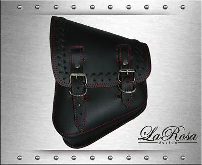 $142.49 • Buy La Rosa Black Leather Red Laced Saddlebag Fits Harley V Rod Night Rod Special