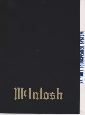 McIntosh XR 1051 Loudspeaker System Owner's Manual | SCAN + PDF • $14.99
