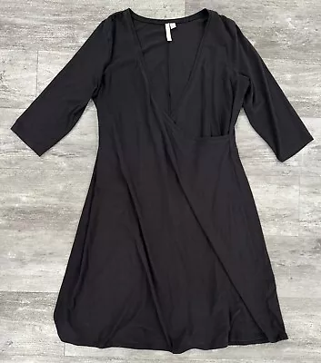 J Jill Pure Jill V-Neck Faux Wrap Dress With Ballet Sleeves Black Size Medium • $29.99