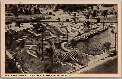 Postcard Miami Beach Florida-Plaza Miniature Golf Links; 1st Nat'l Open 1930 Dr • $19.95