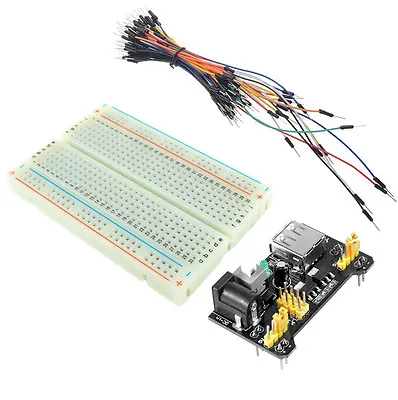 MB-102 400 Point PCB Breadboard + 65pcs Jump Cable + MB102 Power Supply Module • $3.52