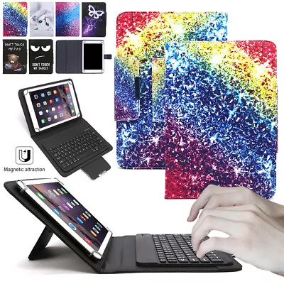 Universal Leather Case For 7  7.9  8  Tablet Bluetooth Keyboard Printing Cover • $19.99