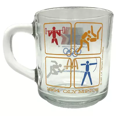 VTG 1984 McDonalds XXIIIrd Olympic Drinking Glass Mug L.A. Los Angeles! • $5.39