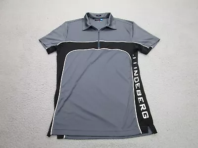 J. Lindeberg Shirt Mens S Slim Gray Polo 1/4 Zip Performance Golf Desmond Jersey • $38.99