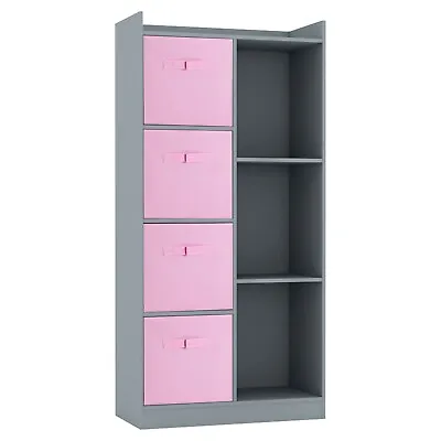 Tall Wooden 7 Cube Bookcase Shelving Display Storage Unit Cabinet Shelves NEW • £56.99