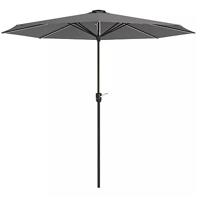 Outsunny Solar Patio Garden Parasol With Lights For Outdoor Charcoal Grey • £59.99