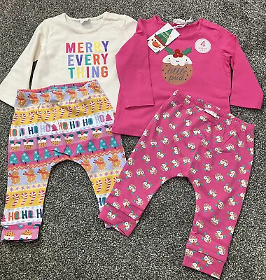 BNWT Next Pack Of 2 Christmas Baby Slogan Outfit Set 3-6 Months • £10.95