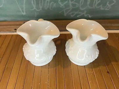 Small Vintage Milk Glass Grape Milk/creamer  Pitcher  3   Tall Set Of 2 • $22