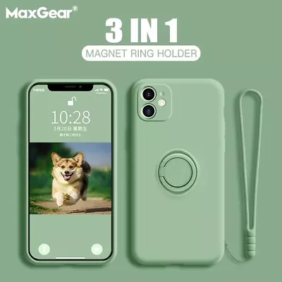 $9.95 • Buy For IPhone 14/13/12/11/Mini/XS/XR Shockproof Silicone Ring Case Stand Cover Case
