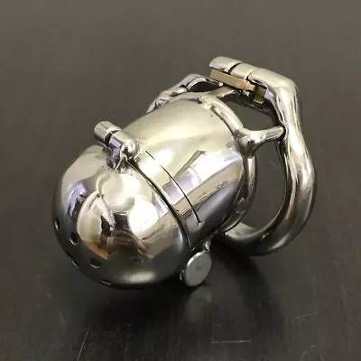 Stainless Steel Male Chastity Cage Device For Men Metal Double-Lock Belt CC158 • $38.12