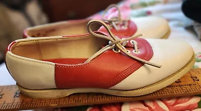 Vintage Ralph Lauren POLO Saddle Shoes 7.5 AA Red White Leather Bench Made Maine • $150