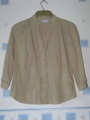 Ladies Blouse Top Mocha/floral Pattern In Material Size 10  *wallis* • £3.99