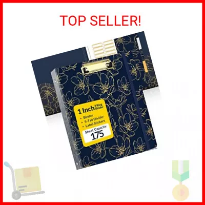 3 Ring Binder 1 Inch SUNEE Cute Clipboard Binder With 2 Pockets 5 Tab Dividers • $18.01