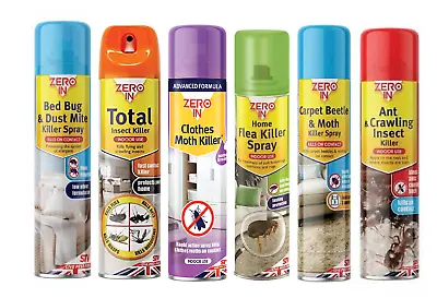 ZERO IN AEROSOL Flea Killer Trap Comb Powder Spray Refill Pest Control For Home  • £6.99