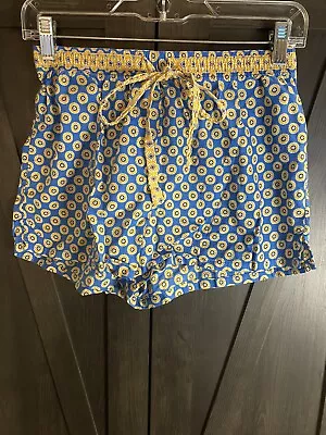 VERA BRADLEY Womens Blue Yellow Flowers Medallion Sleep PJ Shorts Pajamas Small • $14.99