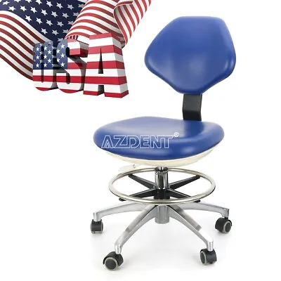 Medical Dental Dentist Stool Adjustable Rolling Chair  Wheels Blue PU Leather • $165.59
