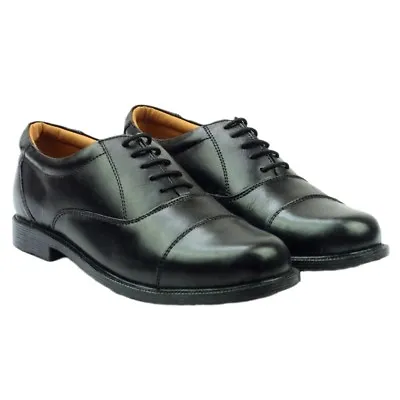 Mens Formal Leather Shoes Oxford Capped Classic Smart Dress Office Work Lace Up • £24.99