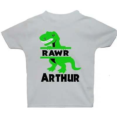 £9.49 • Buy Personalised Name RAWR T-Rex Dinosaur Baby, Children T-Shirt, Top
