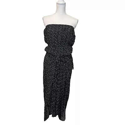 Malia Mills Joan Dress Strapless Polka Dot Maxi Pockets Black Women’s Size 6 New • $249.99