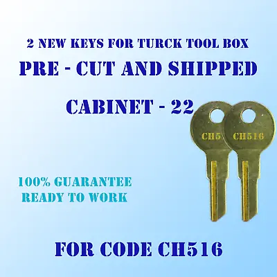 CH516. 2 Replacement Keys For Truck Tool Box Locks Pre Cut To Your Code: CH516 • $5.95