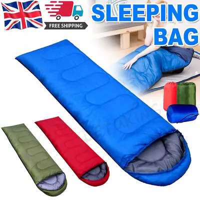 4 Season Camping Hiking Sleeping Bag For Cold Weather Camping Winter Warm UK • £5.99